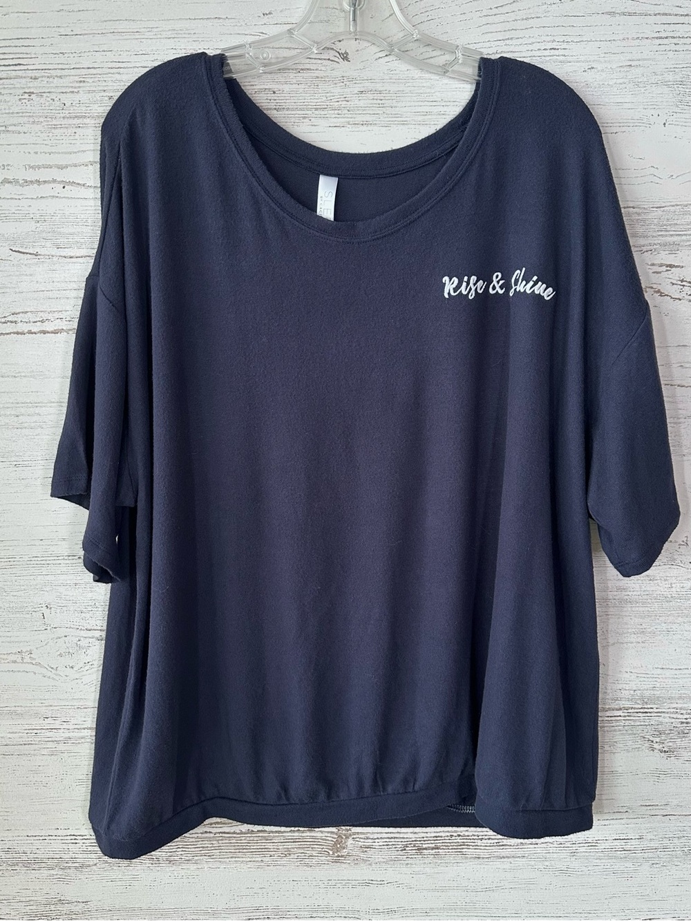 NWT SLEEP BY CACIQUE Rise & Shine Embroidered Short Sleeve Shirt 18/20 Navy